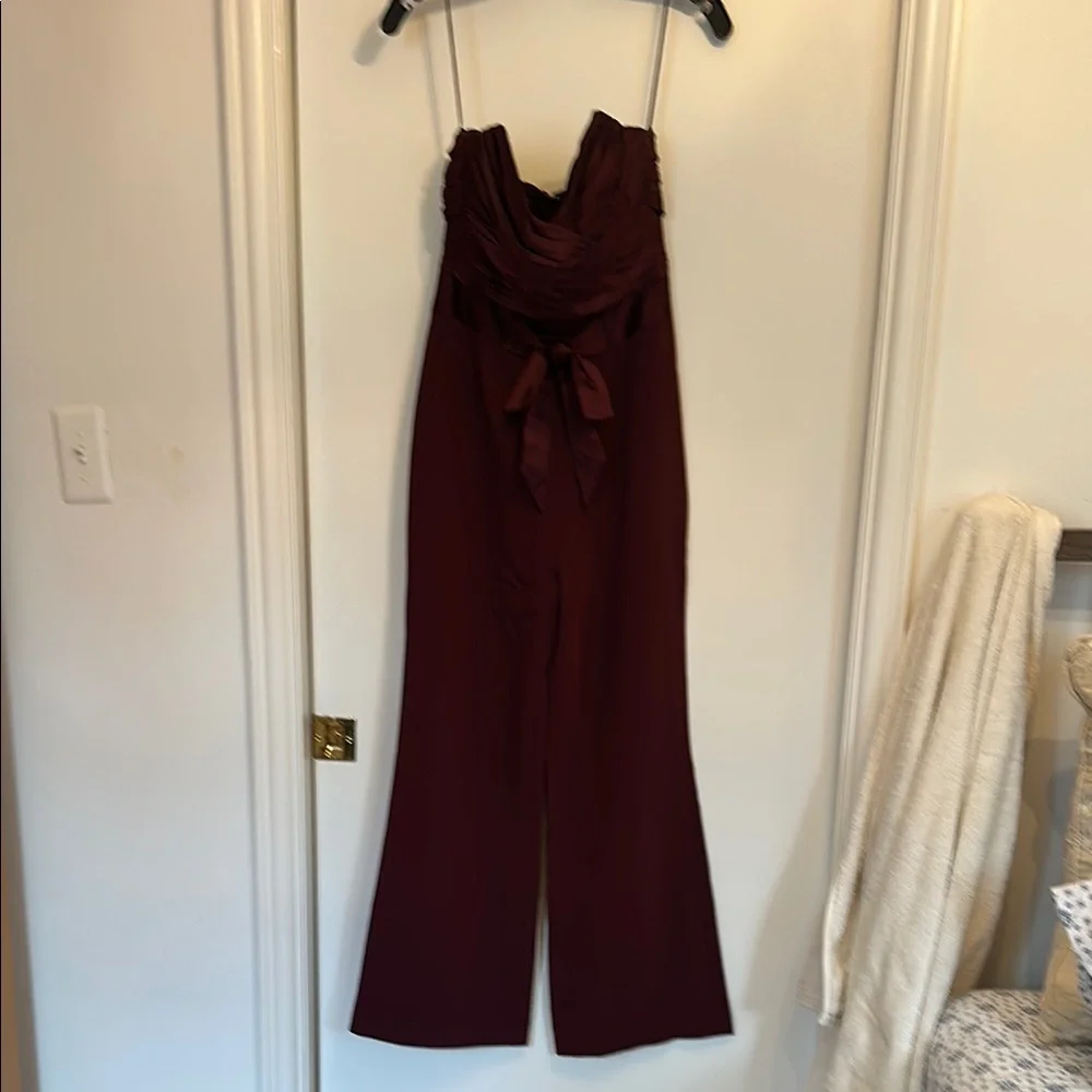 Cinq a Sept burgundy Strapless Jumpsuit size 4 - Picture 1 of 7